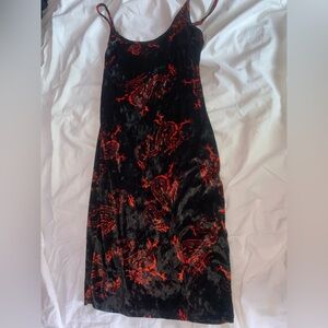 Red and black dragon velvet dress